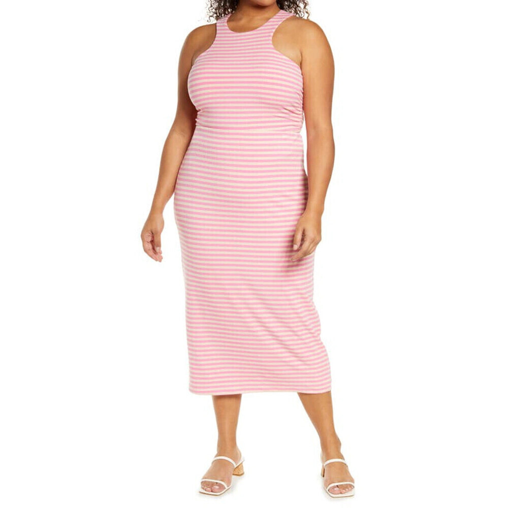 AFRM Ruskin Ribbed Racerback Sleeveless Tank In Pink Plus Size 3X - Picture 2 of 8